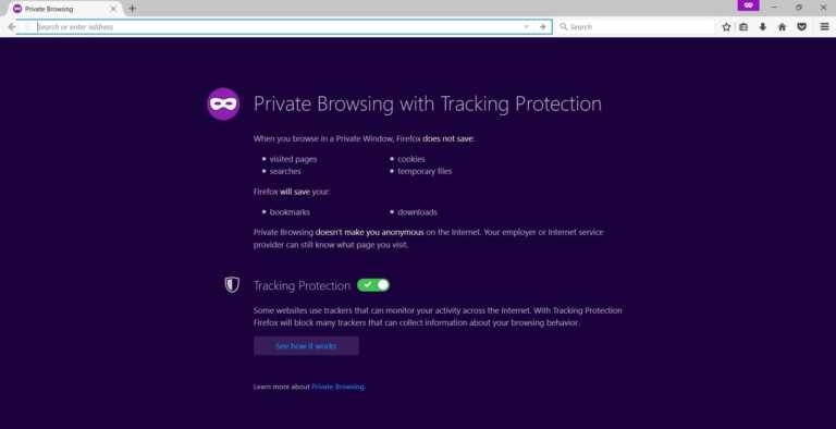 Private Browsing with Tracking Protection