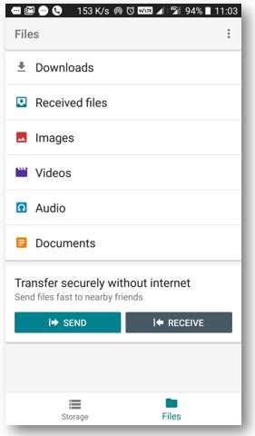 Google Files Go file manager like share it