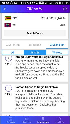 Yahoo cricket news app commentary feature