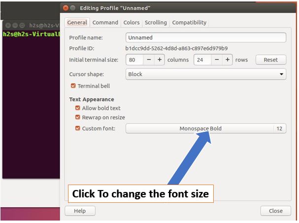 How To Change Terminal Font Size And Color In Ubuntu Linux H2S Media