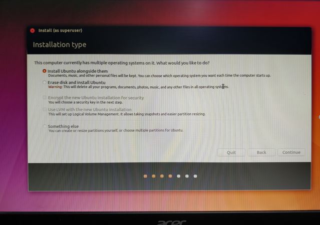Dual boot installation Ubuntu Linux and Windows 10
