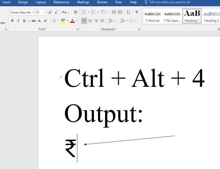 Indian Rupee symbol type in Word and Excel