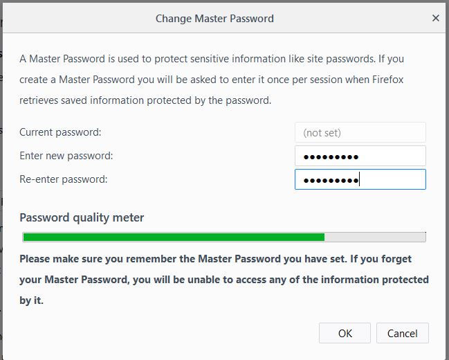 master password reset in firefox for galaxy s9