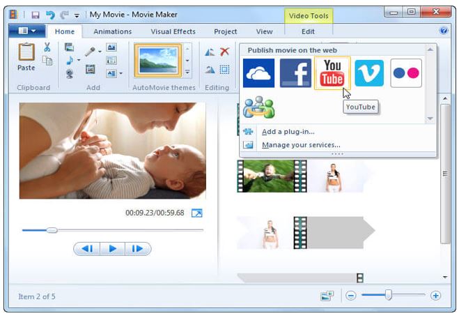 import photo to movie maker full screen