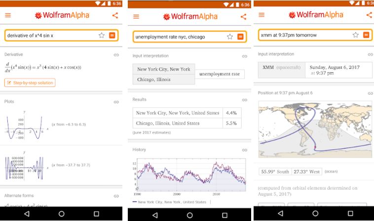 WolframAlpha useful android app for student