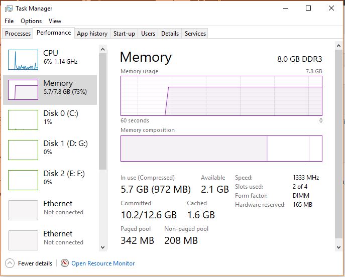How to check Ram Frequency in 10 the Task Manger