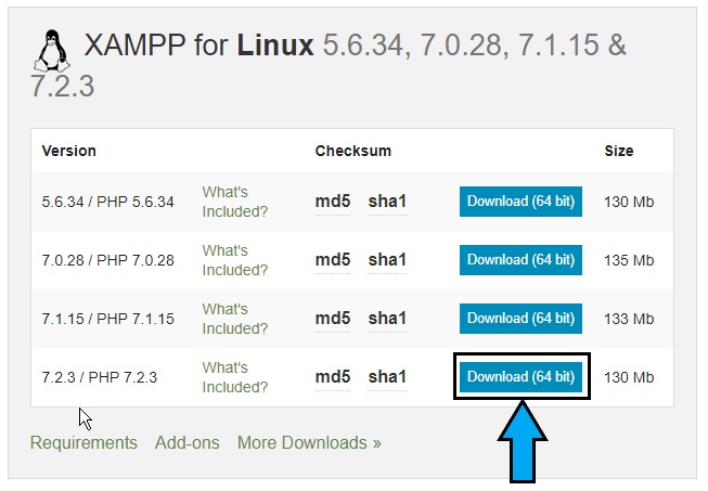 install xampp on linux via termals