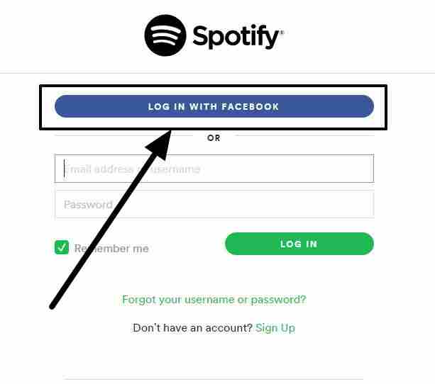 login to spotify without facebook