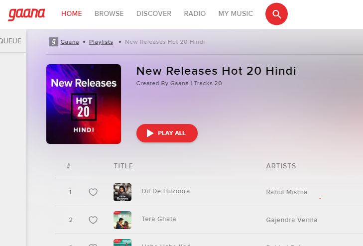 Gaana best music streaming service in India
