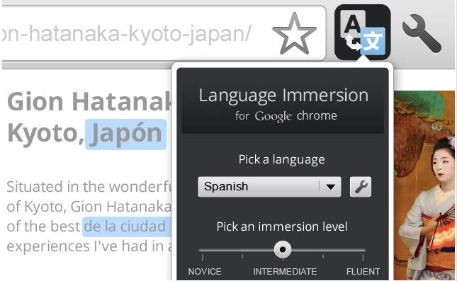 Language Immersion for Chrome extension