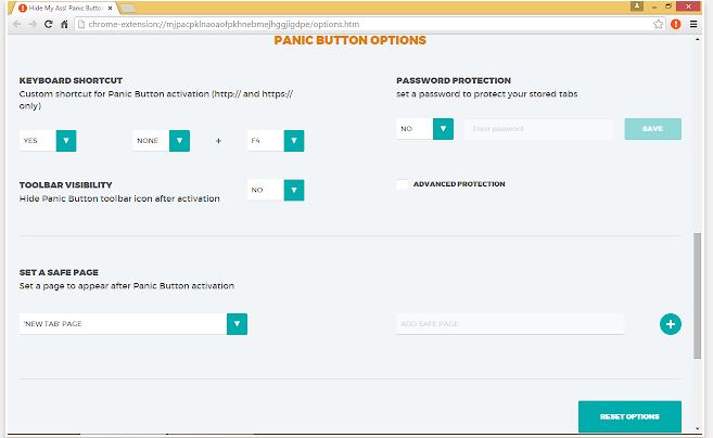 PanicButton chrome hack and extensions
