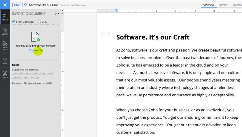 Zoho Writer free online alternative for microsoft office, excel and word
