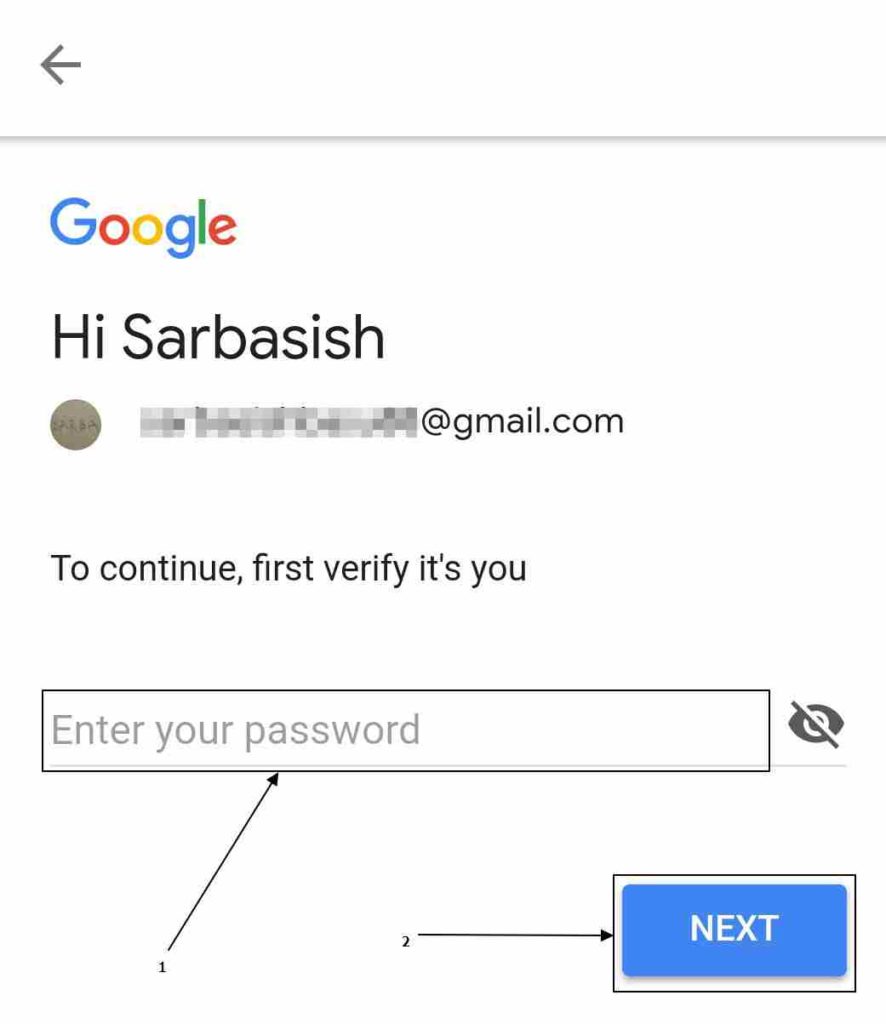  old password for your Google account