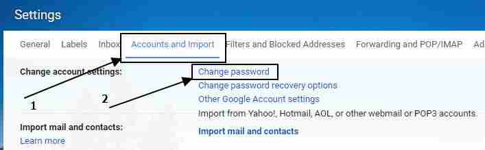 Click on the ‘Accounts and Import’ tab.