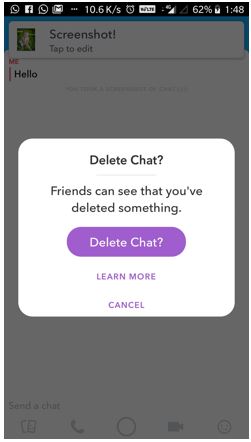 Snapchat message delete