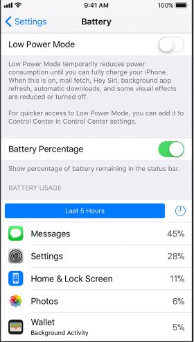 battery percentage in iphone X