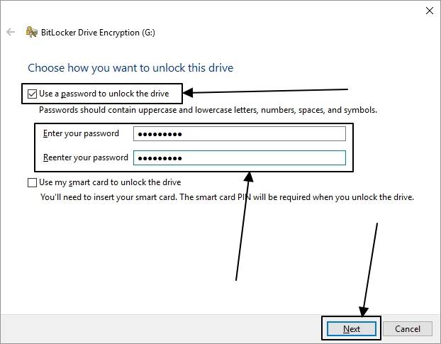 Use a password to unlock the drive’