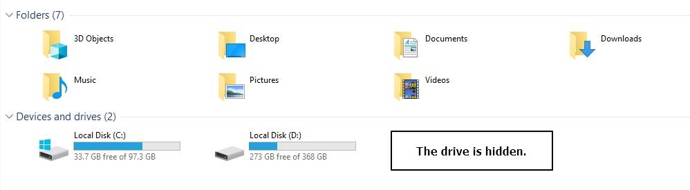  hidden from the list of drive in your Windows