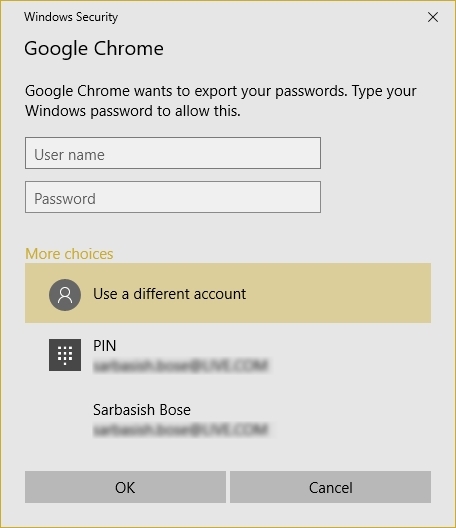 export chrome passwords version 60