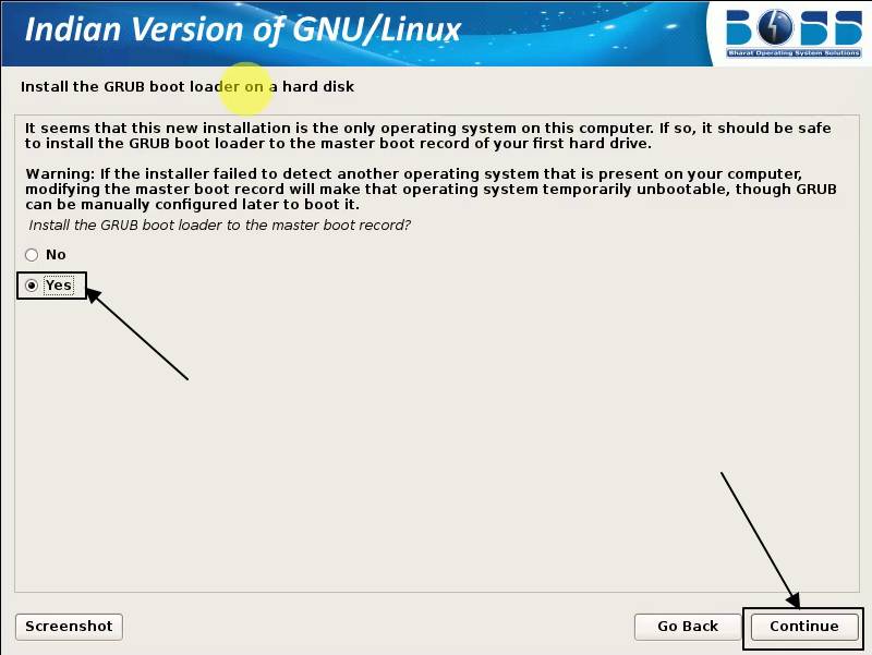  install the GRUB boot loader