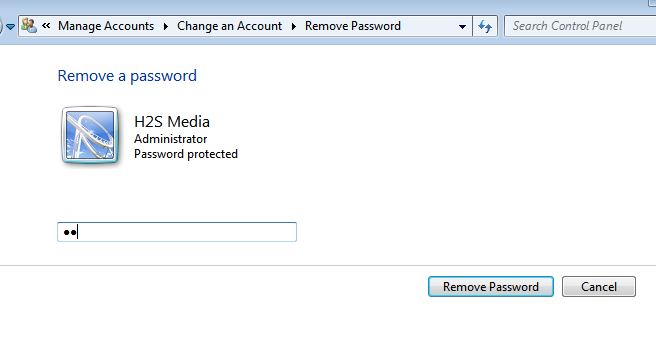 Windows account remove password