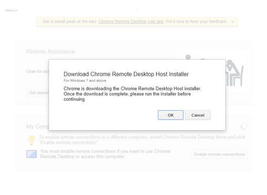 google chrome remote desktop host installer