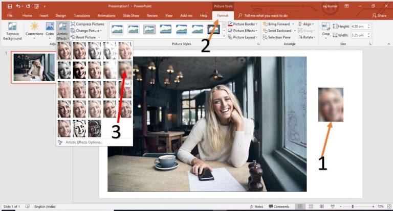 how to blur a face in a picture in powerpoint