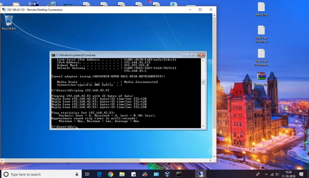 enable mstsc in windows 10