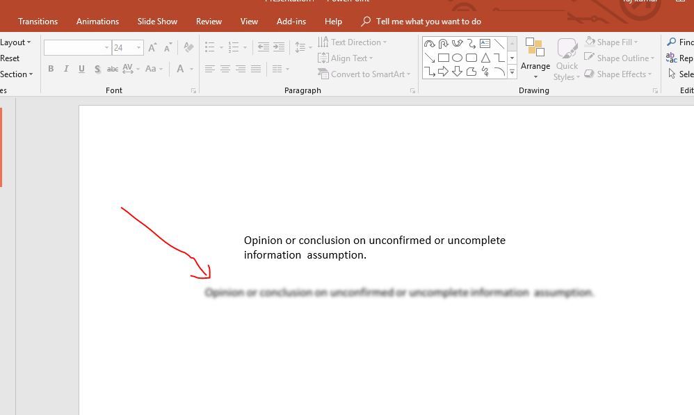 how blur text in powerpoint