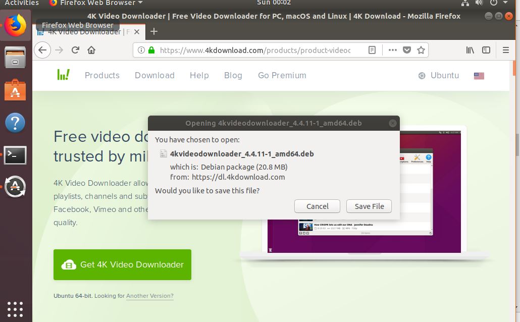 4k video downloader ubuntu terminal