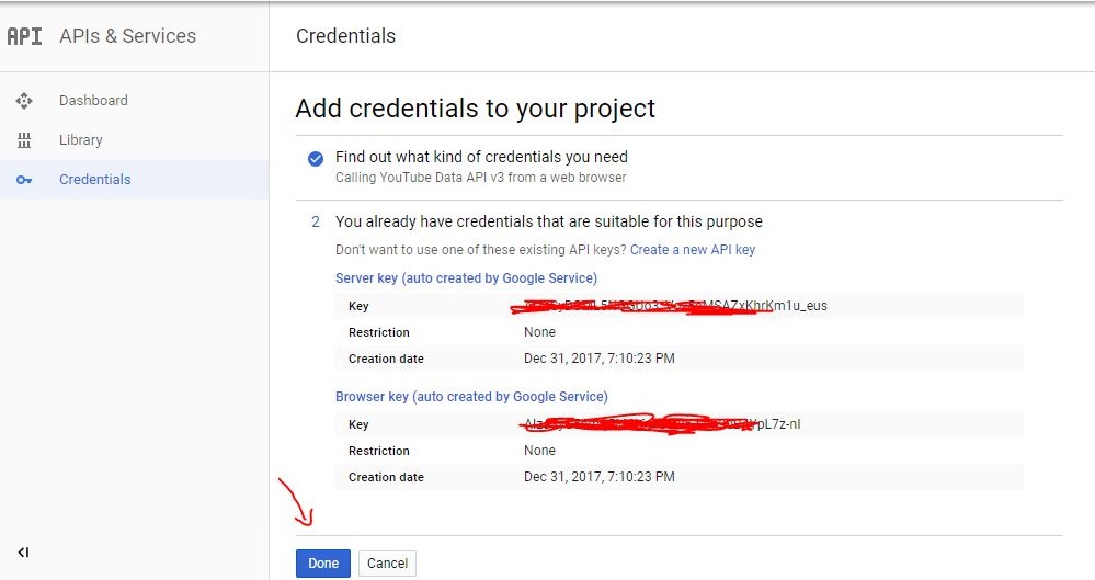 Add credentials to your project