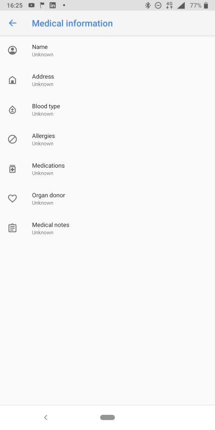 Medical information emergency details in Android smartphones 3