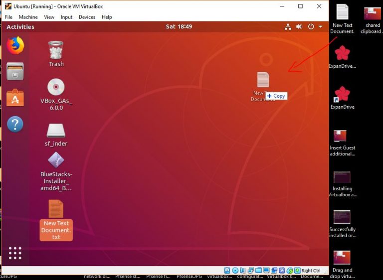 drag and copy the files from windows to ubuntu VM virtualbox
