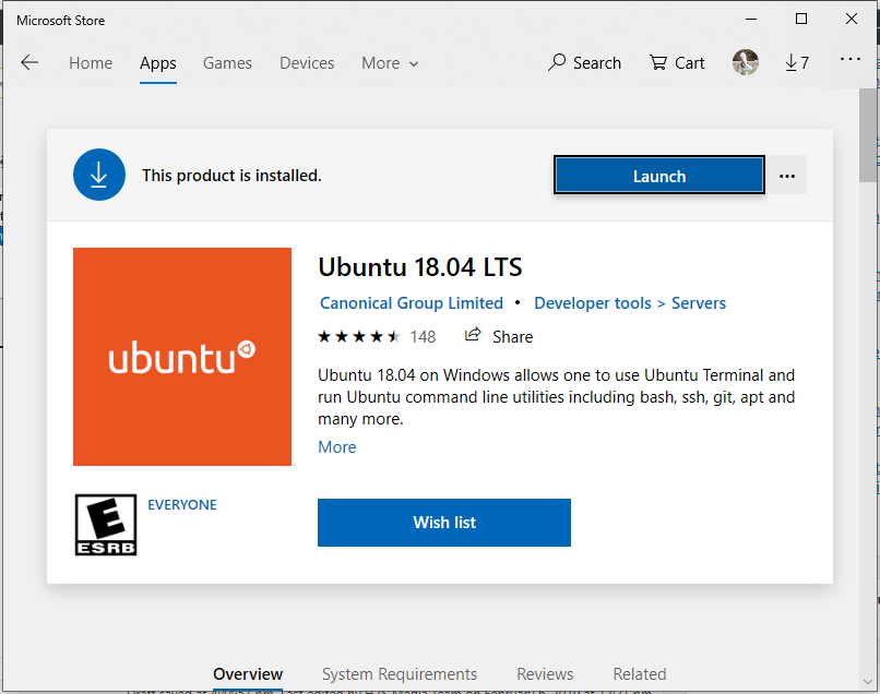 Ubuntu 18.04 on windows