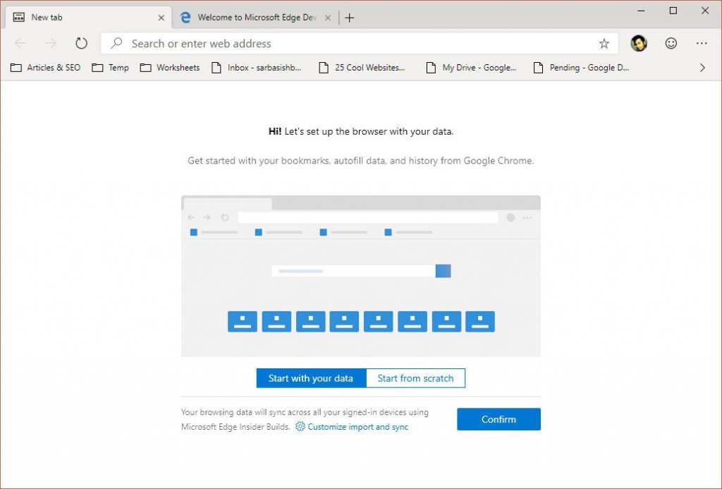 chromium edge opening about blank