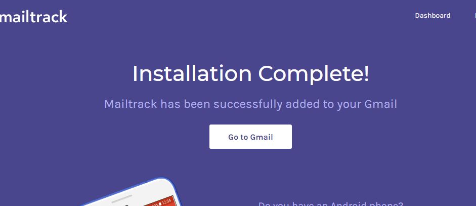 Mail tack installtion is complete
