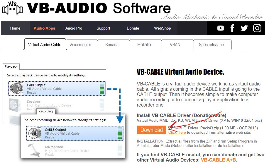 how to use virtual audio cable with minispeech