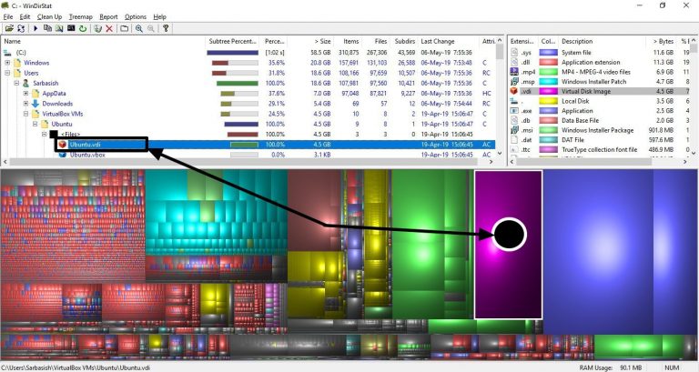 WinDirStat diak space analyzer for windows 10