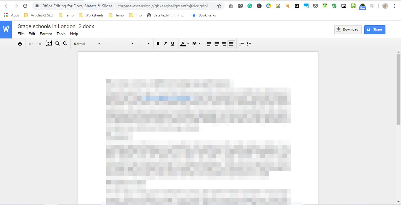 Microsoft Office document using extension
