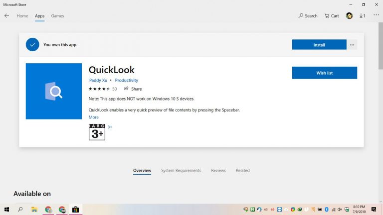 QuickLook file preview Windows 1