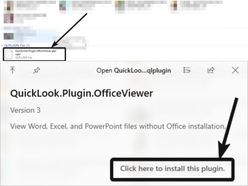 Install plugin in QuickLook to preview files