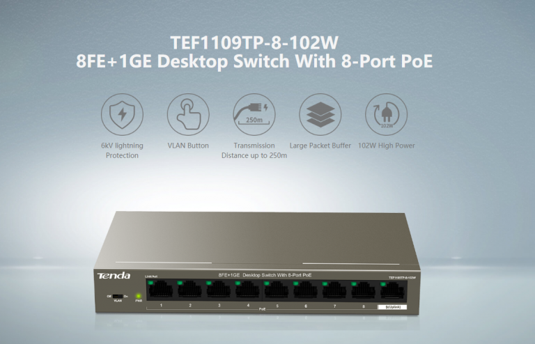 TEF1109TP-8-102W Desktop Switch With 8-Port PoE.