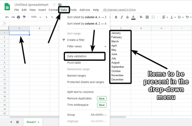 How To Create Drop down Menus Is Google Sheets To Limit The Content Of A Cell H2S Media