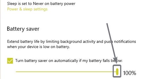 Turn battery saver on automatically if my battery falls below