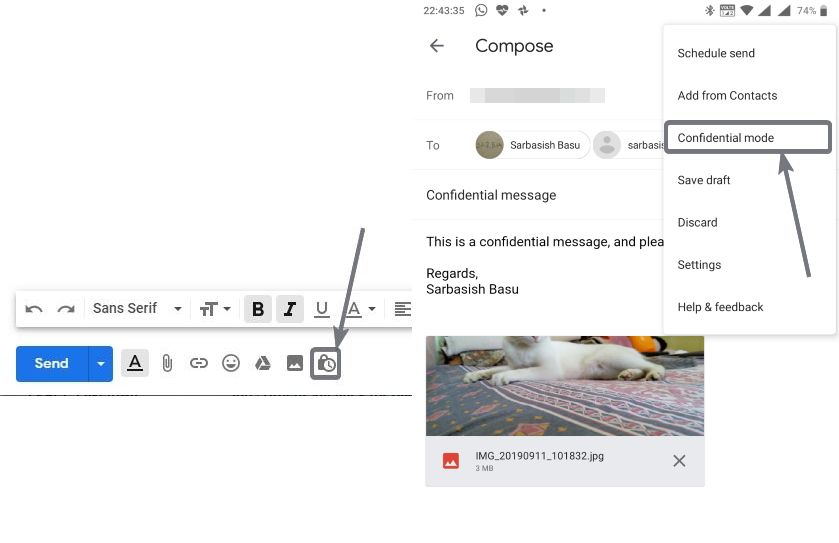 Compose mail using the Confidential mode