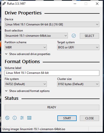 burn iso image to usb linux mint