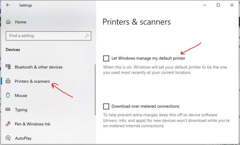 change printer default settings