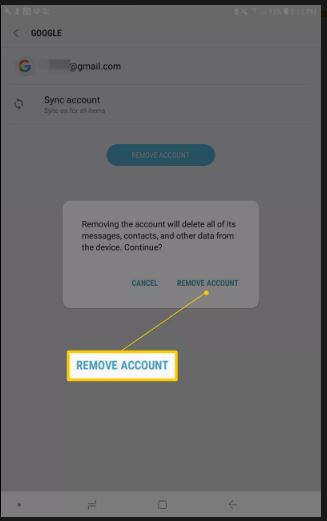 Give your confirmastion for account removal from Samaung Android