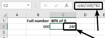 percentage formula in Excel for the same in C3