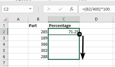 Percentage on Excel 7